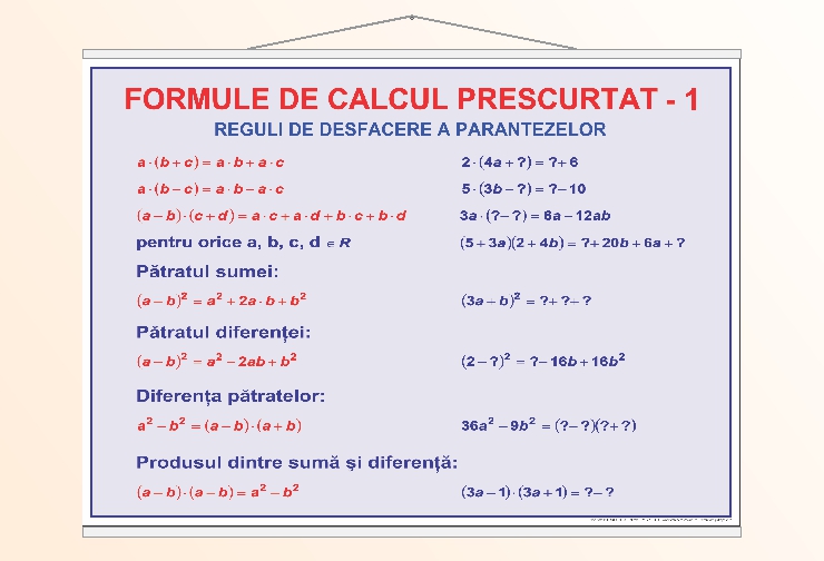 Formule de calcul prescurtat - 1 - 50x70